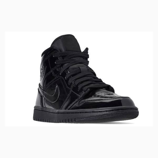 Black Nike Mid Triple Patent Basketball Shoes Women's Air Jordan 1 | JD-796GY