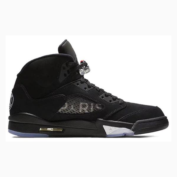 Black Nike Retro BCFC PSG Paris Saint-Germain Basketball Shoes Men's Air Jordan 5 | JD-984IW