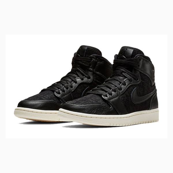 Black Nike Retro HI PRM Sail Basketball Shoes Women's Air Jordan 1 | JD-329WV