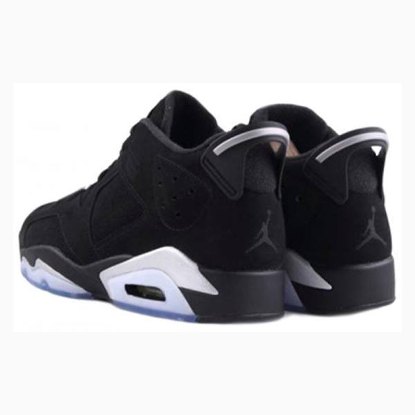 Black Nike Retro Low Metallic Silver Sneakers Men's Air Jordan 6 | JD-421GK