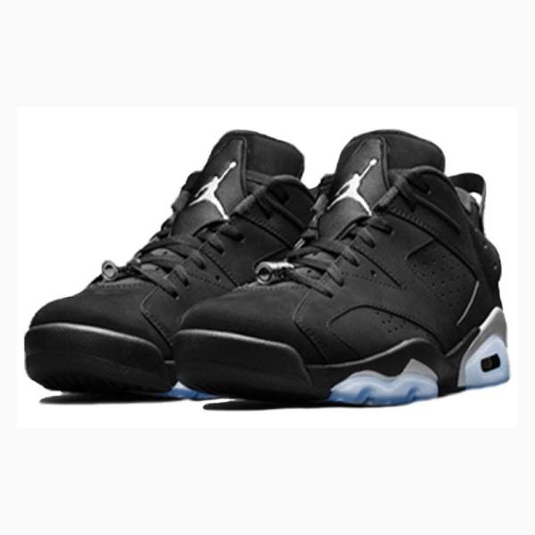 Black Nike Retro Low Metallic Silver Sneakers Men's Air Jordan 6 | JD-421GK