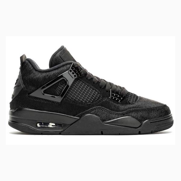 Black Nike Retro Pony Hair Basketball Shoes Women's Air Jordan 4 | JD-325UH