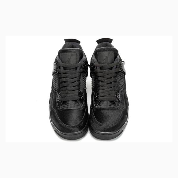 Black Nike Retro Pony Hair Basketball Shoes Women's Air Jordan 4 | JD-325UH