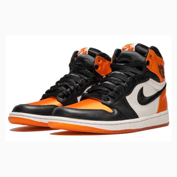 Black / Orange Nike Retro HI OG SL Satin - Shattered Backboard Basketball Shoes Women's Air Jordan 1 | JD-873KZ