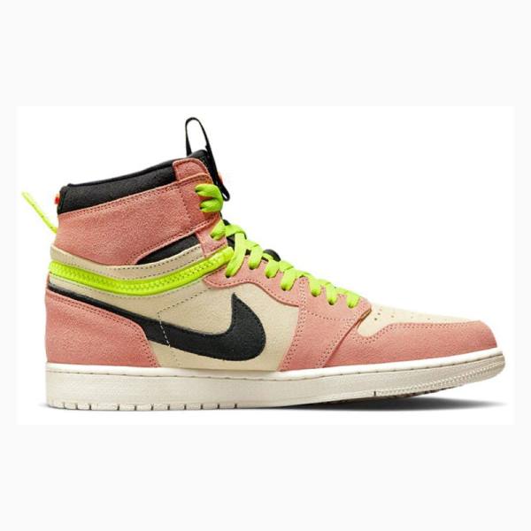 Black / Pink / Green Nike High Switch Peach Basketball Shoes Men's Air Jordan 1 | JD-589NQ