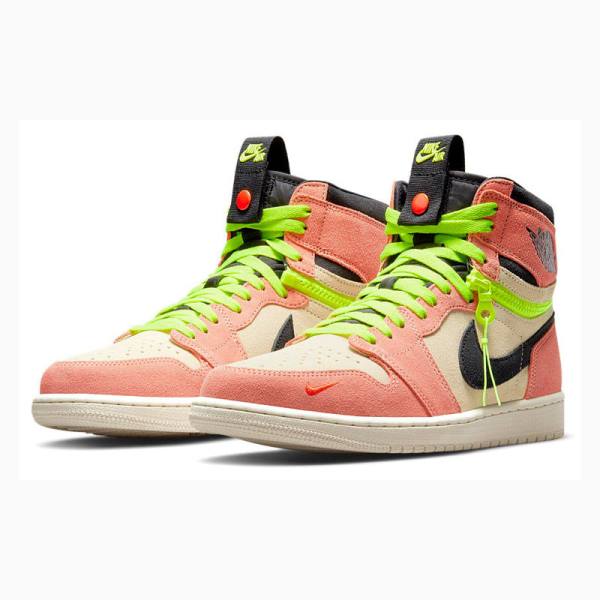 Black / Pink / Green Nike High Switch Peach Basketball Shoes Men's Air Jordan 1 | JD-589NQ