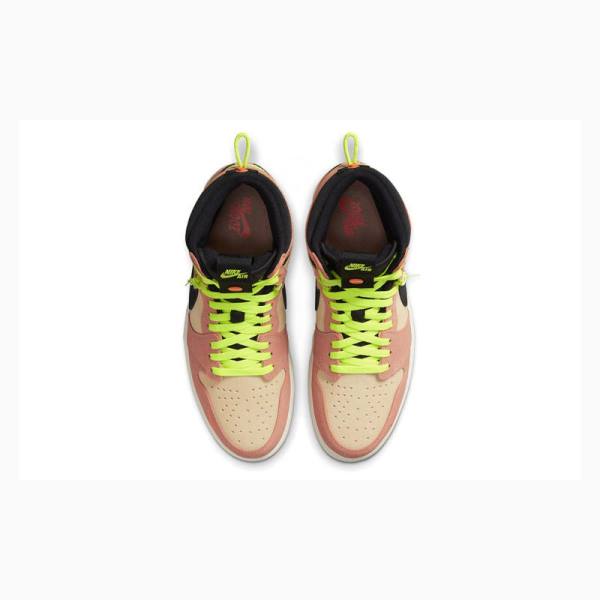 Black / Pink / Green Nike High Switch Peach Basketball Shoes Men's Air Jordan 1 | JD-589NQ