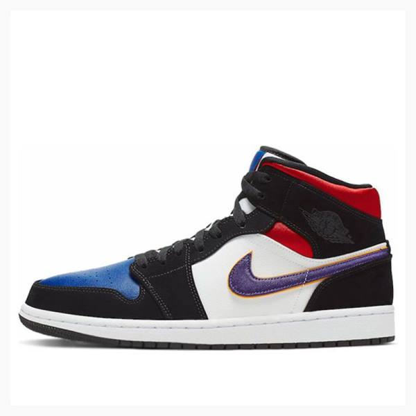 Black / Purple / Blue Nike Mid SE Rivals Basketball Shoes Men\'s Air Jordan 1 | JD-615YW