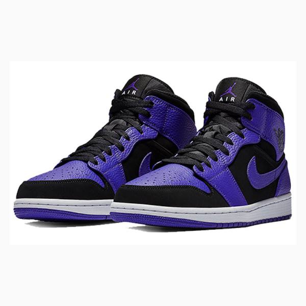 Black / Purple Nike Mid Basketball Shoes Men's Air Jordan 1 | JD-120LP