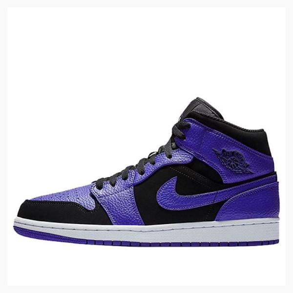 Black / Purple Nike Mid Basketball Shoes Men\'s Air Jordan 1 | JD-120LP