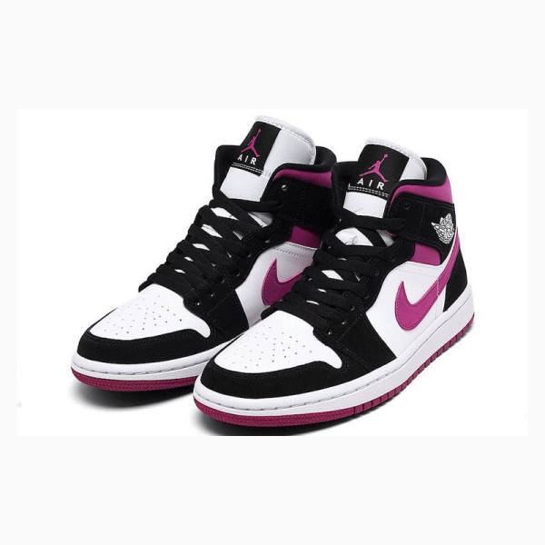 Black / Purple Nike Mid Magenta Basketball Shoes Women's Air Jordan 1 | JD-791LG