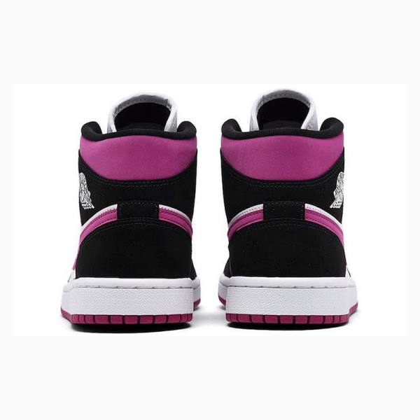 Black / Purple Nike Mid Magenta Basketball Shoes Women's Air Jordan 1 | JD-791LG