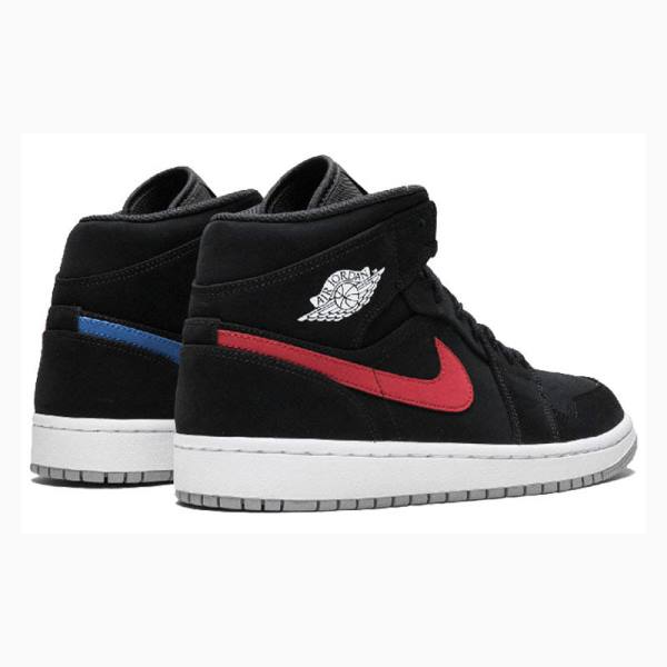 Black / Red / Blue Nike Mid Basketball Shoes Men's Air Jordan 1 | JD-958GI