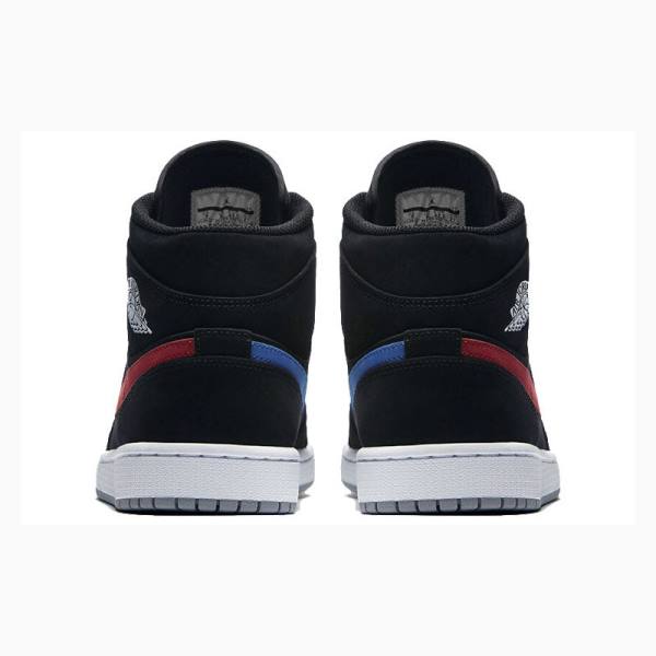 Black / Red / Blue Nike Mid Basketball Shoes Men's Air Jordan 1 | JD-958GI