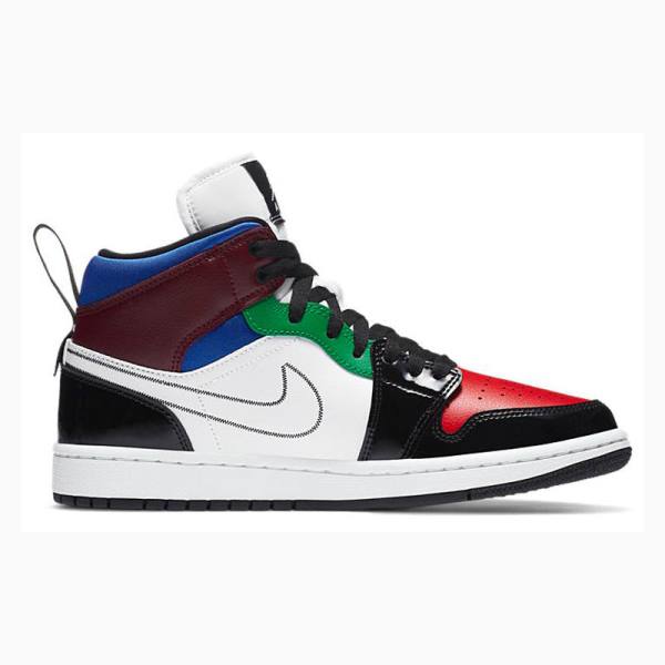 Black / Red / Green / Blue Nike Mid SE Multi-Color Basketball Shoes Women's Air Jordan 1 | JD-235GF