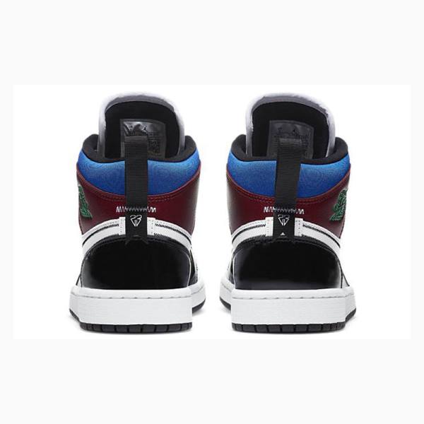 Black / Red / Green / Blue Nike Mid SE Multi-Color Basketball Shoes Women's Air Jordan 1 | JD-235GF