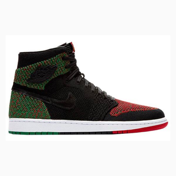 Black / Red / Green Nike Retro Flyknit History Month Basketball Shoes Men's Air Jordan 1 | JD-472GM