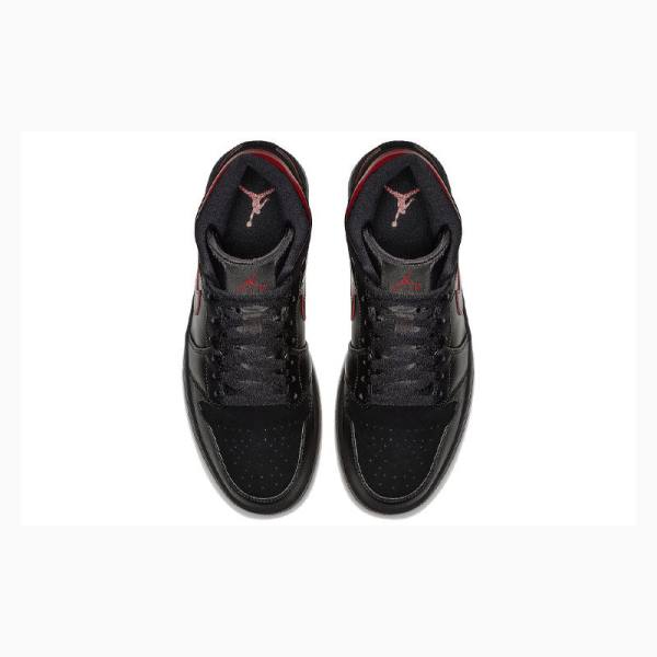 Black / Red Nike Mid Basketball Shoes Men's Air Jordan 1 | JD-724ZJ