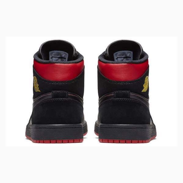 Black / Red Nike Mid Basketball Shoes Men's Air Jordan 1 | JD-724ZJ