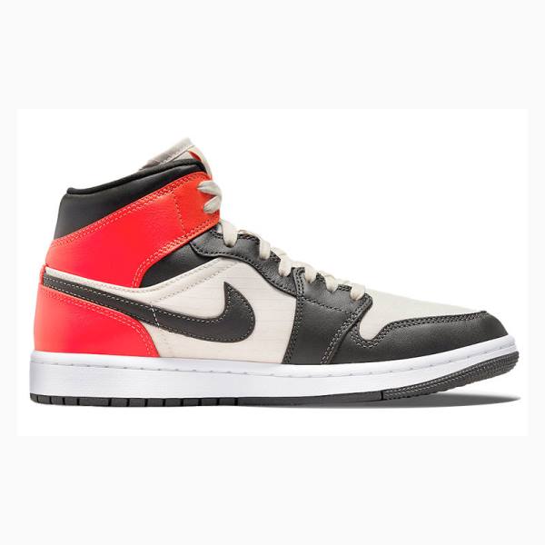 Black / Red Nike Mid Newsprint Basketball Shoes Women's Air Jordan 1 | JD-058PG