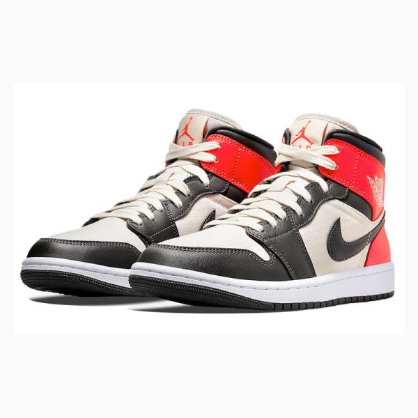 Black / Red Nike Mid Newsprint Basketball Shoes Women's Air Jordan 1 | JD-058PG