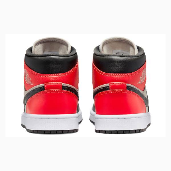 Black / Red Nike Mid Newsprint Basketball Shoes Women's Air Jordan 1 | JD-058PG