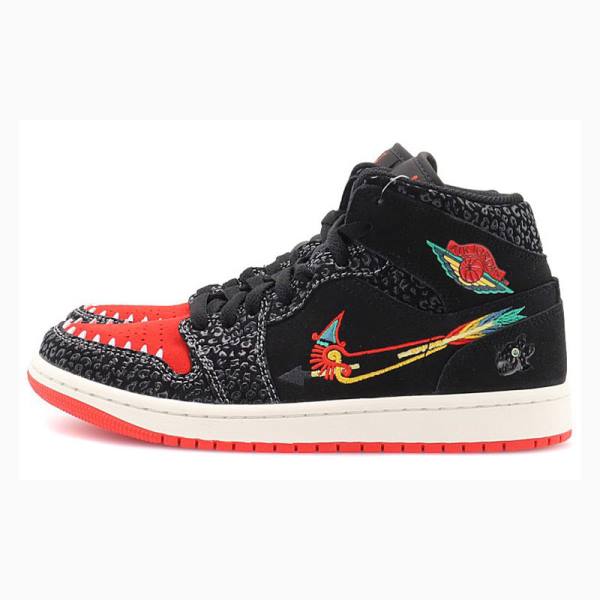 Black / Red Nike Mid SE Siempre Familia Basketball Shoes Men's Air Jordan 1 | JD-291SM