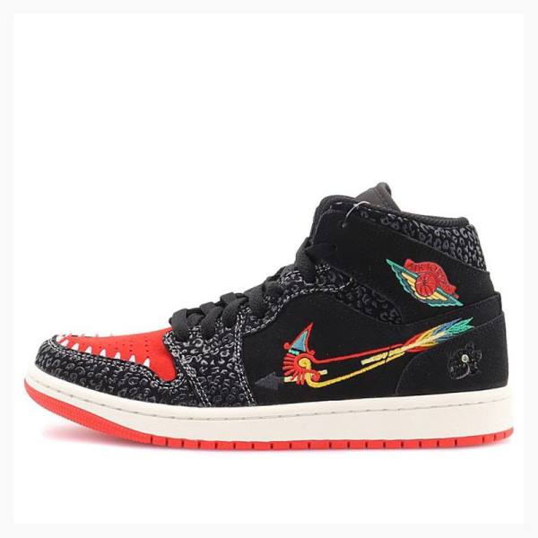 Black / Red Nike Mid SE Siempre Familia Basketball Shoes Men\'s Air Jordan 1 | JD-291SM