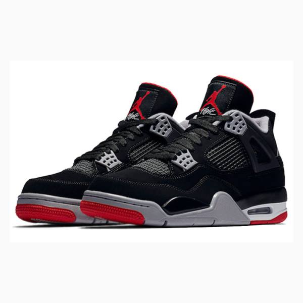 Black / Red Nike Retro Bred Basketball Shoes Men's Air Jordan 4 | JD-345HV