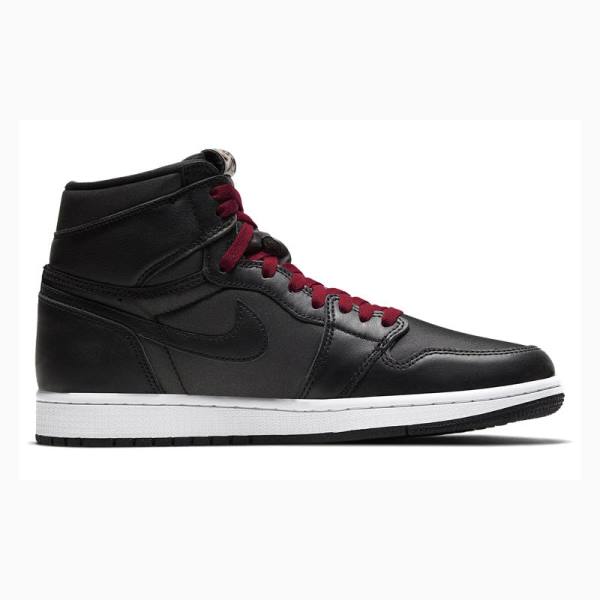 Black / Red Nike Retro High OG Satin Gym Basketball Shoes Men's Air Jordan 1 | JD-316EP