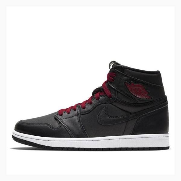 Black / Red Nike Retro High OG Satin Gym Basketball Shoes Men\'s Air Jordan 1 | JD-316EP