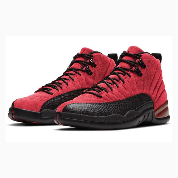 Black / Red Nike Retro Reverse Flu Game Basketball Shoes Men's Air Jordan 12 | JD-379AP