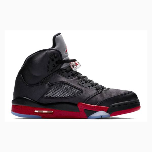 Black / Red Nike Retro Satin Bred Basketball Shoes Men's Air Jordan 5 | JD-283MT