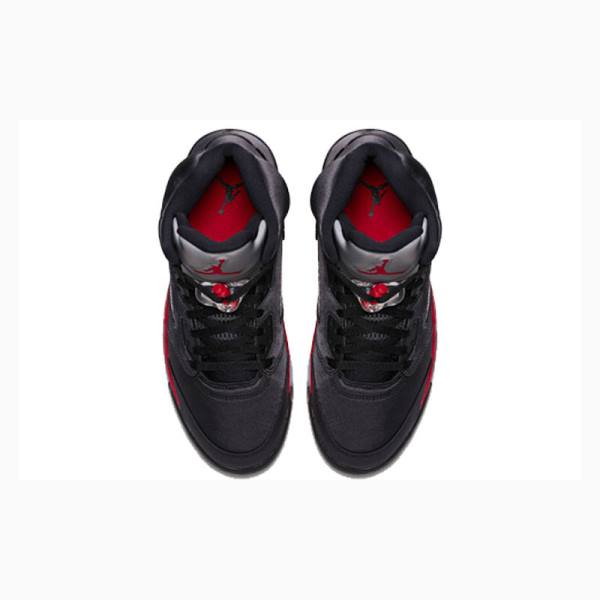 Black / Red Nike Retro Satin Bred Basketball Shoes Men's Air Jordan 5 | JD-283MT