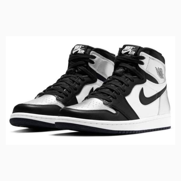 Black / Silver Nike High OG Basketball Shoes Women's Air Jordan 1 | JD-094ME