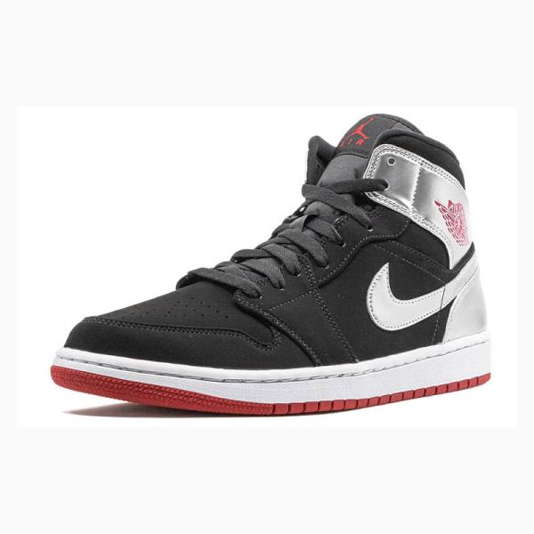 Black / Silver Nike Mid Johnny Kilroy Basketball Shoes Men's Air Jordan 1 | JD-074GJ