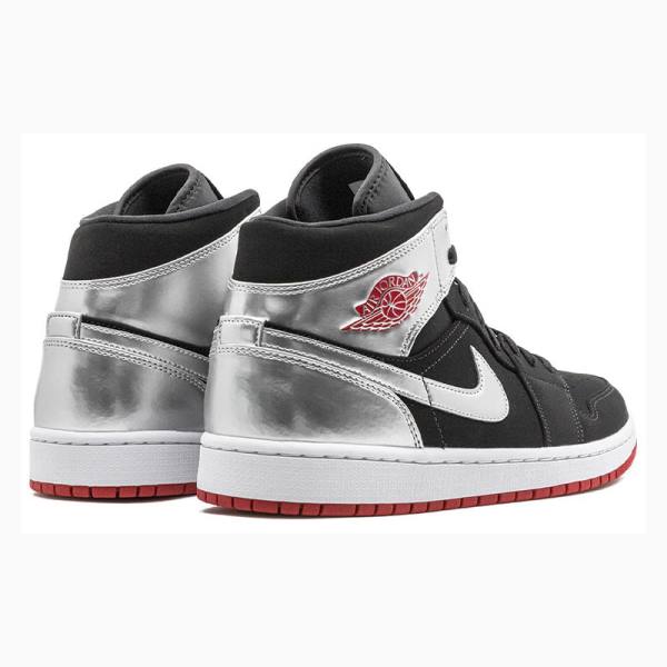 Black / Silver Nike Mid Johnny Kilroy Basketball Shoes Men's Air Jordan 1 | JD-074GJ