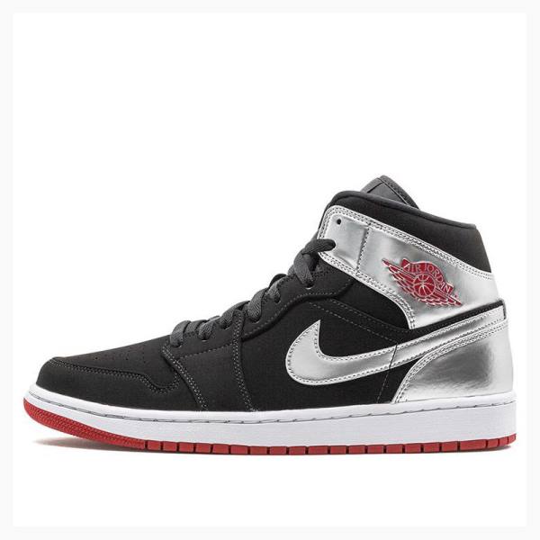 Black / Silver Nike Mid Johnny Kilroy Basketball Shoes Men\'s Air Jordan 1 | JD-074GJ