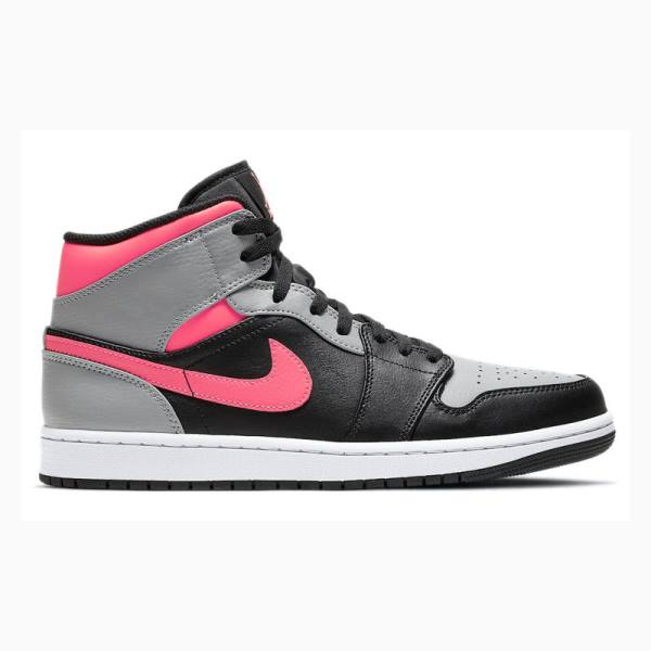 Black / Silver / Pink Nike Mid Shadow Basketball Shoes Men's Air Jordan 1 | JD-083RJ