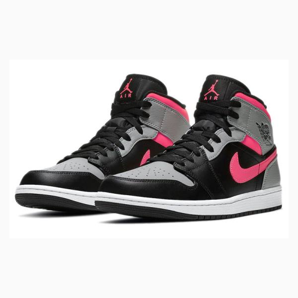 Black / Silver / Pink Nike Mid Shadow Basketball Shoes Men's Air Jordan 1 | JD-083RJ