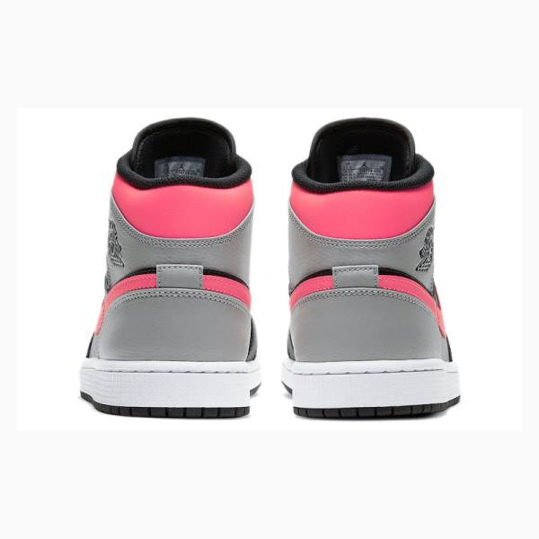 Black / Silver / Pink Nike Mid Shadow Basketball Shoes Men's Air Jordan 1 | JD-083RJ