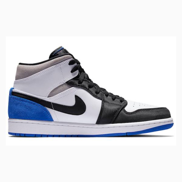 Black / White / Blue Nike Mid SE Basketball Shoes Men's Air Jordan 1 | JD-910UB