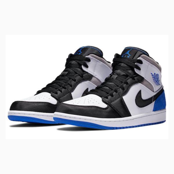 Black / White / Blue Nike Mid SE Basketball Shoes Men's Air Jordan 1 | JD-910UB