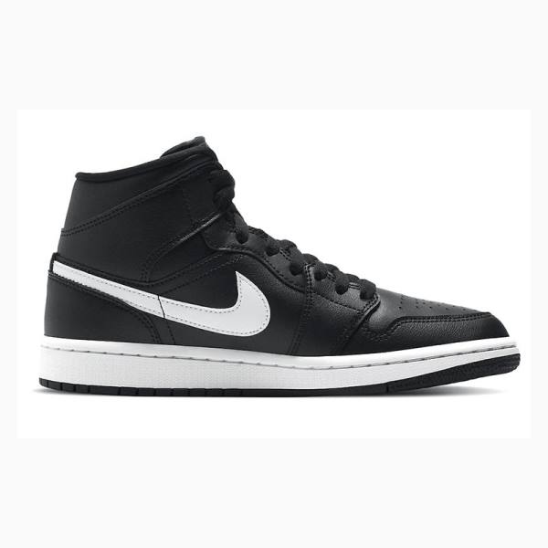 Black / White Nike Mid Basketball Shoes Women's Air Jordan 1 | JD-987BN