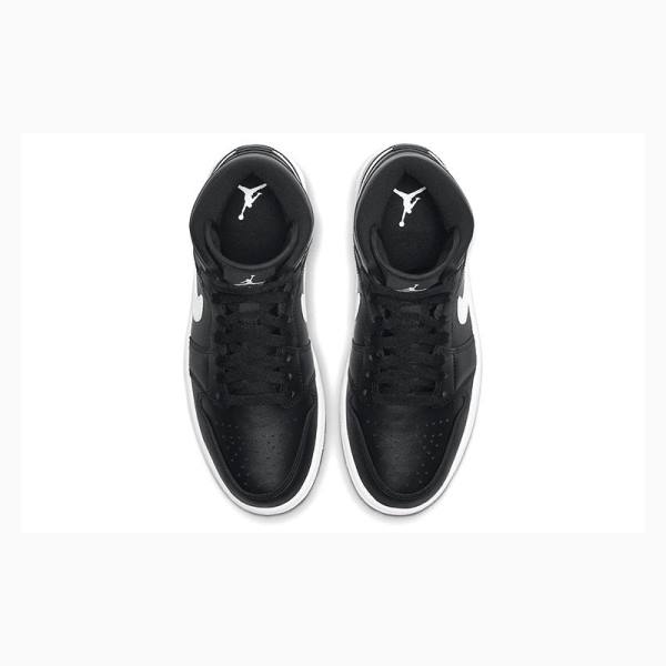 Black / White Nike Mid Basketball Shoes Women's Air Jordan 1 | JD-987BN