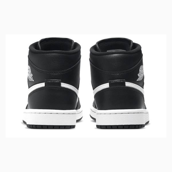 Black / White Nike Mid Basketball Shoes Women's Air Jordan 1 | JD-987BN