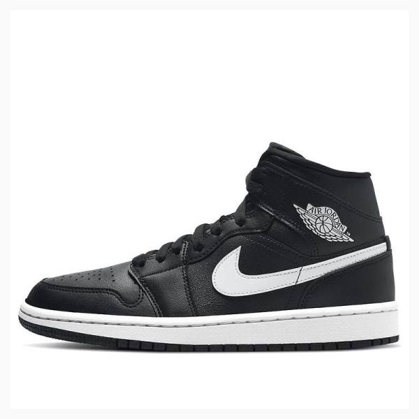 Black / White Nike Mid Basketball Shoes Women\'s Air Jordan 1 | JD-987BN