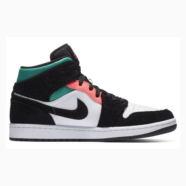 Black / White Nike Mid SE South Beach Basketball Shoes Men's Air Jordan 1 | JD-945LZ