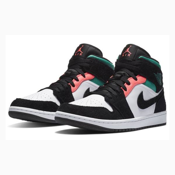 Black / White Nike Mid SE South Beach Basketball Shoes Men's Air Jordan 1 | JD-945LZ