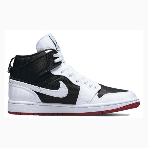 Black / White Nike Mid SE Utility Canvas Gym Basketball Shoes Women's Air Jordan 1 | JD-627HD